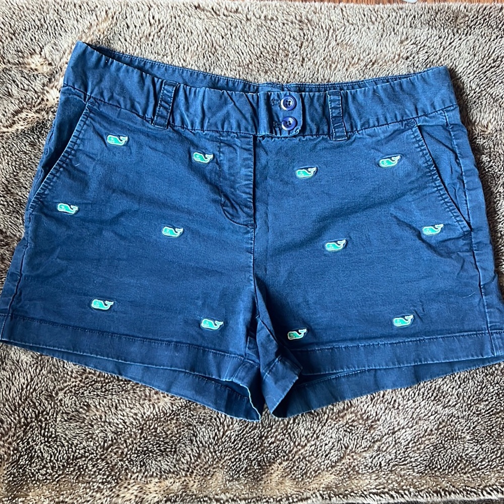 Vineyard Vines faded navy shorts.